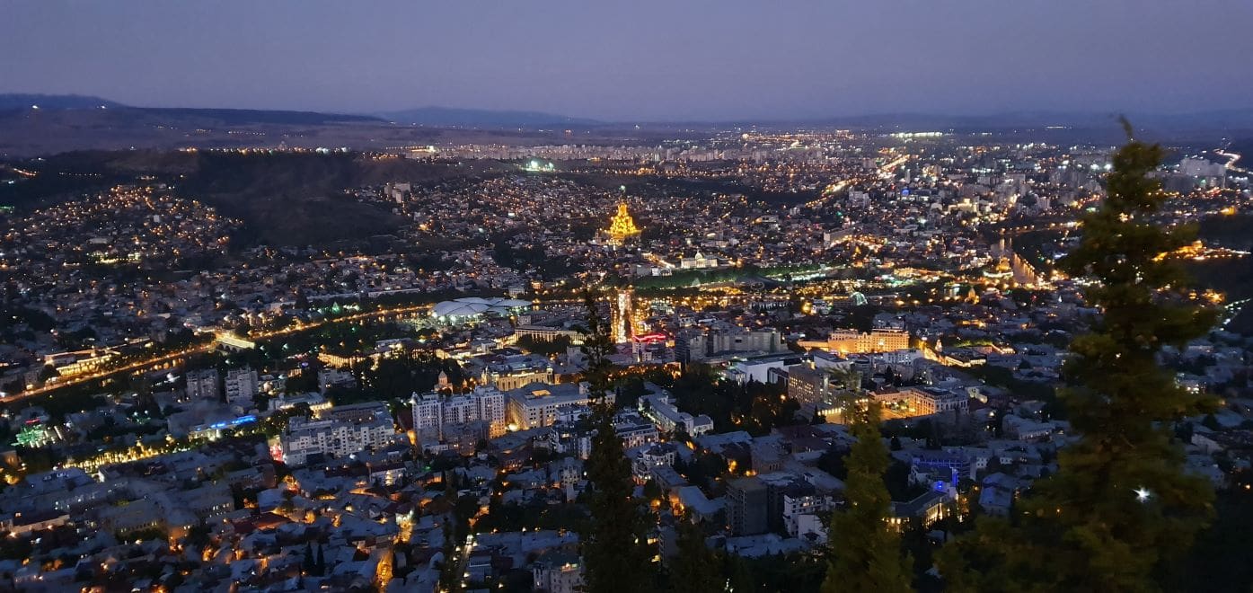 Night view on Tbilisi from Mtatsminda hill