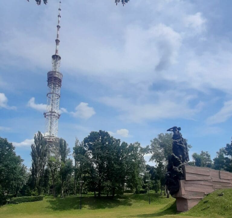 Kyiv Babyn Jar monument and TV tower